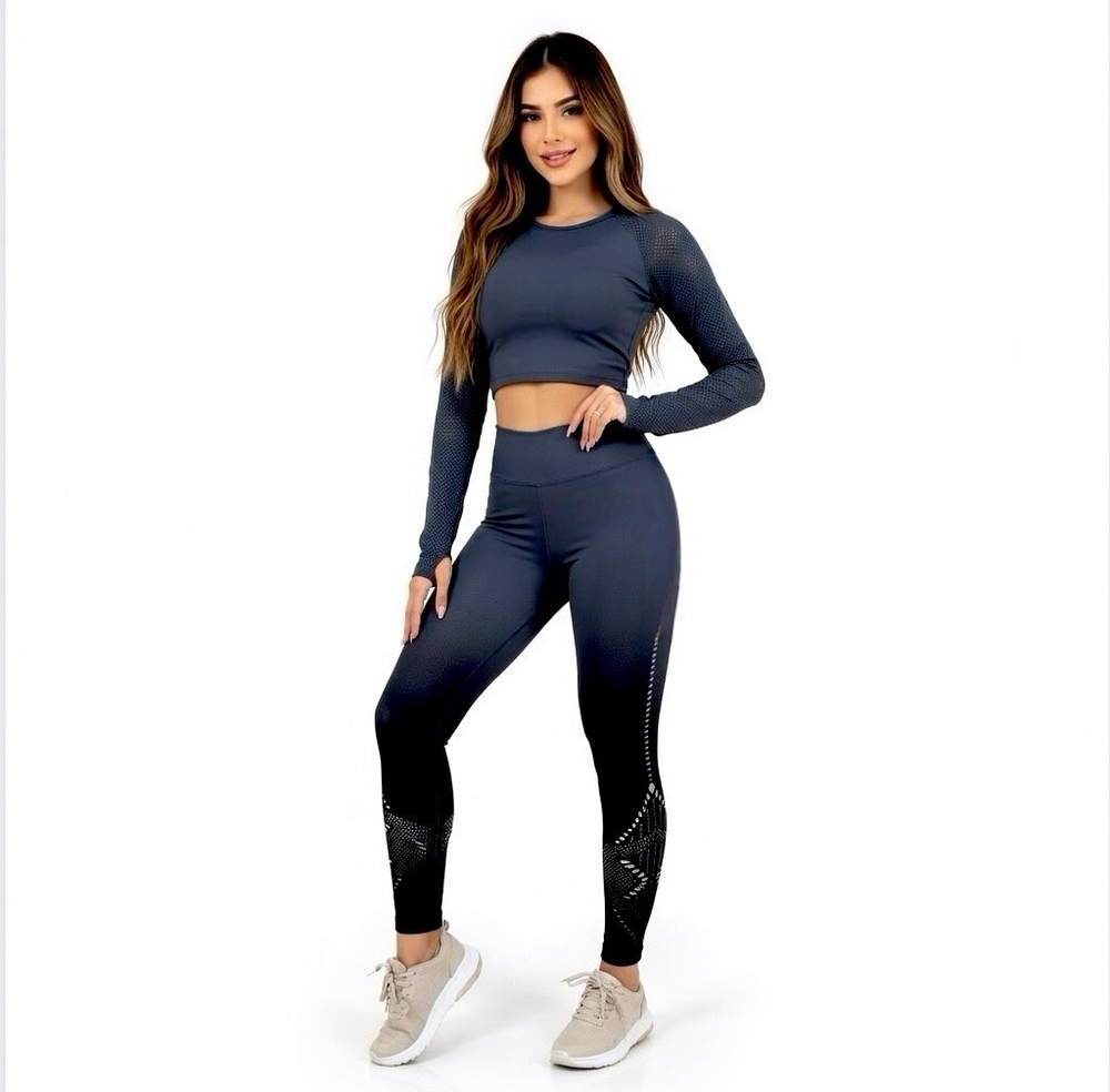 NUX Jazzercise Womens Leggings S Black High Waisted Hollow Out Compression EXC